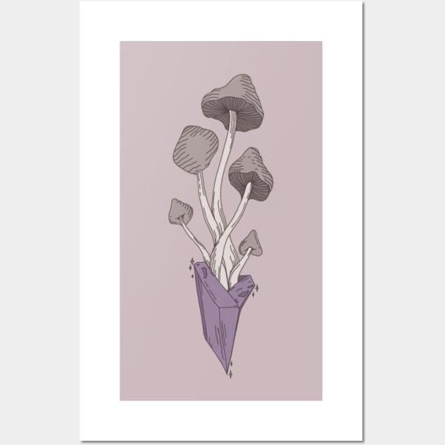 Witchy Mushroom Crystal Wall Art by Cosmic Latte